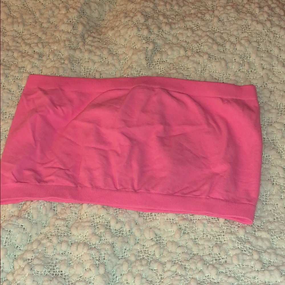 PINK BANDEAU CROP TOP. ONE SIZE. Very soft and comfy. Bright color pink.